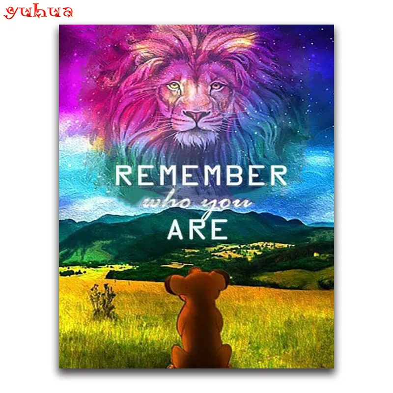 5D DIY Diamond painting Cross stitch Cartoon Lion Round Diamond mosaic Animal Full Square Diamond embroidery Color landscape_