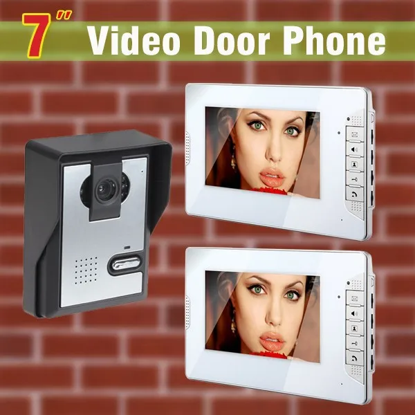 7 дюймов монитор видео домофон дверной звонок Камера видеодомофон дома видеодомофон система 1-Камера + 2-монитор