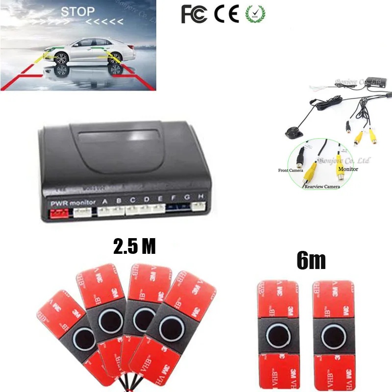 Двухъядерный процессор автомобильный парковочный датчик 6 парковочных 8 сенсорных видео реверсивных радаров парктроник для автомобиля автомобильная система автомобильный детектор 7 цветов