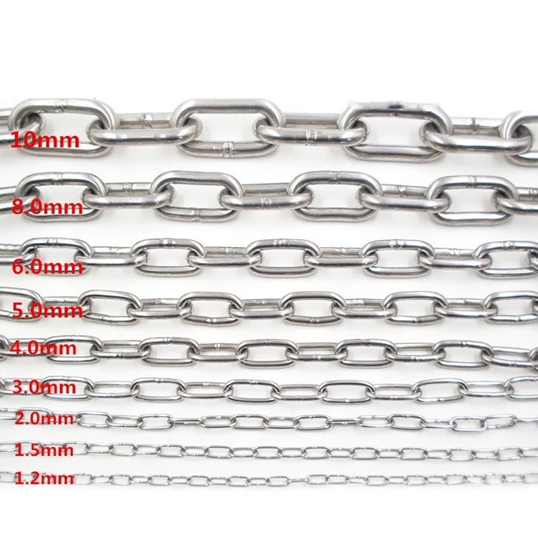 304 цепочка из нержавеющей стали 1,2 мм 5 м 10 м Толстая железная цепь для домашних собак цепь-обруч цепь для люстры подвесная цепочка для одежды цепочка