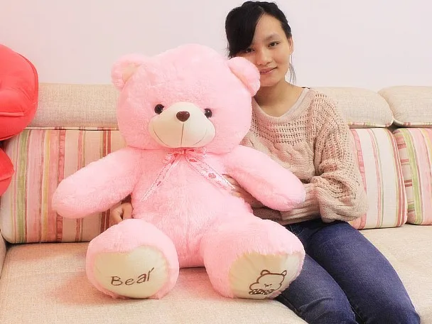 The lovely bow bear doll teddy bear hug bear plush toy doll birthday gift pink bear about 120cm lovely bear couple doll decoration brown