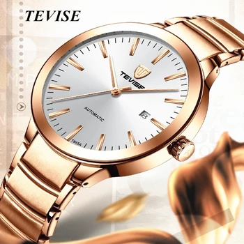 

Luxury Brand Tevise Gold Automatic Watch Stainless Steel Men's Watch Waterproof Date Men Mechanical Wristwatch Relogio Masculino