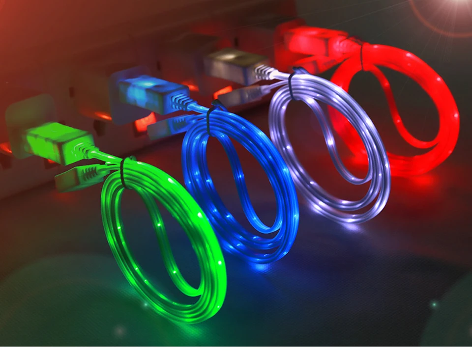 LED Lighting Micro USB Phone Cable Visible LED Flow Light Charging Data for Samsung HTC Android Phone Universal Phone Cables (4)
