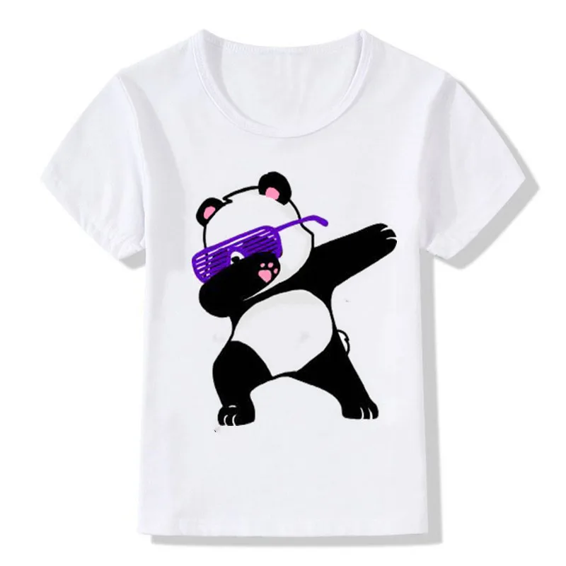 Новинка; Забавные футболки с рисунком панды для мальчиков; Детская летняя одежда; KT-1982 для мальчиков и девочек