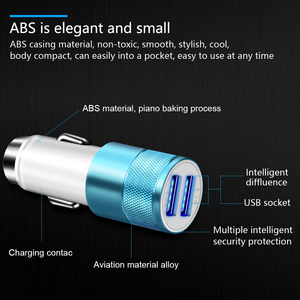 Crouch 2 USB выход Автомобильное зарядное устройство 2.1A Макс(реальный) Быстрая зарядка для iPhone X 8 8 plus 6s для samsung Galaxy s8 s8+ Note 8 Tablet