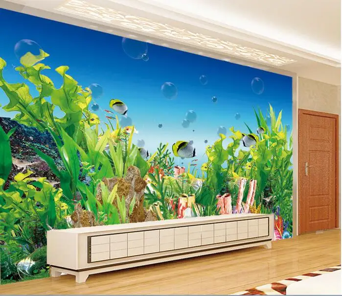 

3d room wallpaper custom mural non-woven wall sticker Cartoon aquarium sea corals photo 3d wall murals wallpaper