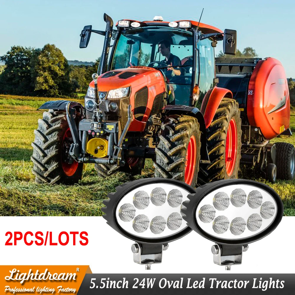 2pcs 5.5" Inch Oval 24 watt LED Work Lamp 12V 24V Led Tractor Light For Off Road, Atv, Utv