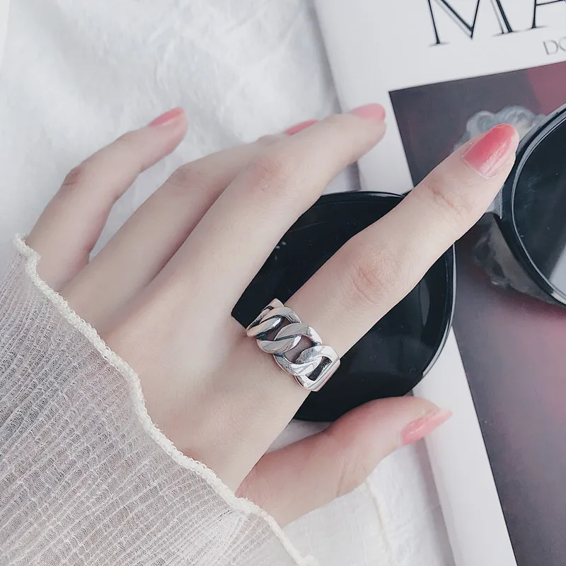 Панк Винтаж 925 пробы серебряные большие полые кольца для женщин подарок регулируемые античные кольца обручальные свадебные ювелирные изделия Anillos