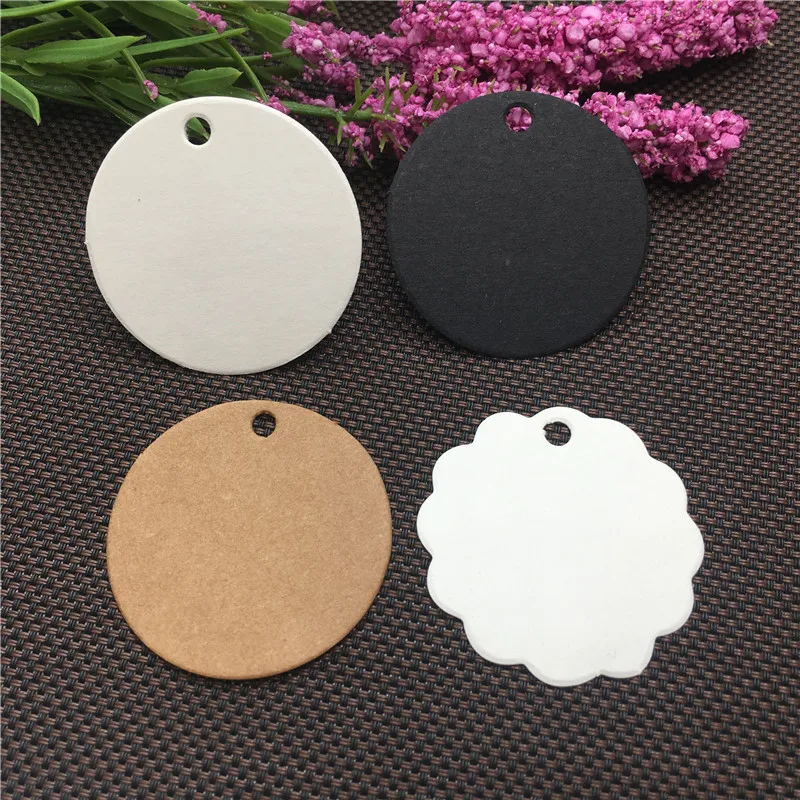 

Round Hang Tags Diameters 3.5cm Blank Simple Kraft Paper Gift Clothing Luggage Decoration Label Tag 100Pcs/Lot Black Brown White