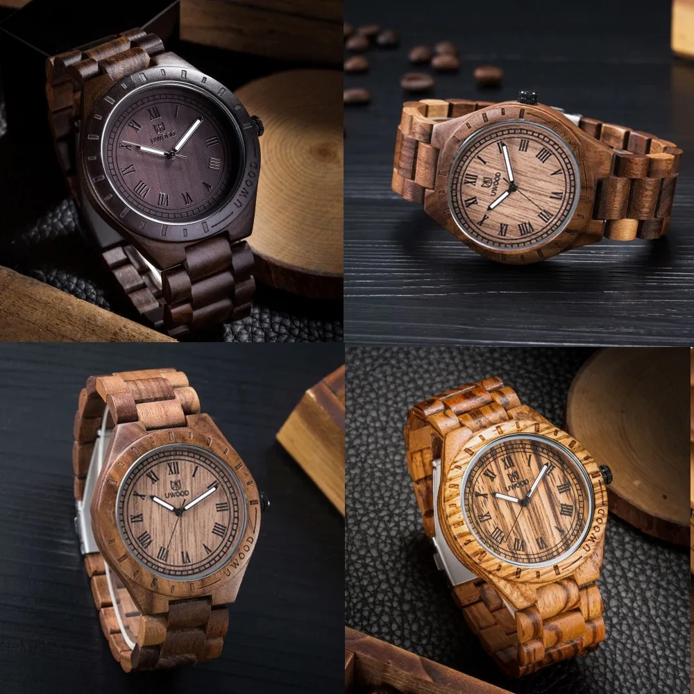 Fashion Japan Movement Natural Wooden Wristwatches Retro Style Simple Dial Handmade Wood Watch Unique For Men