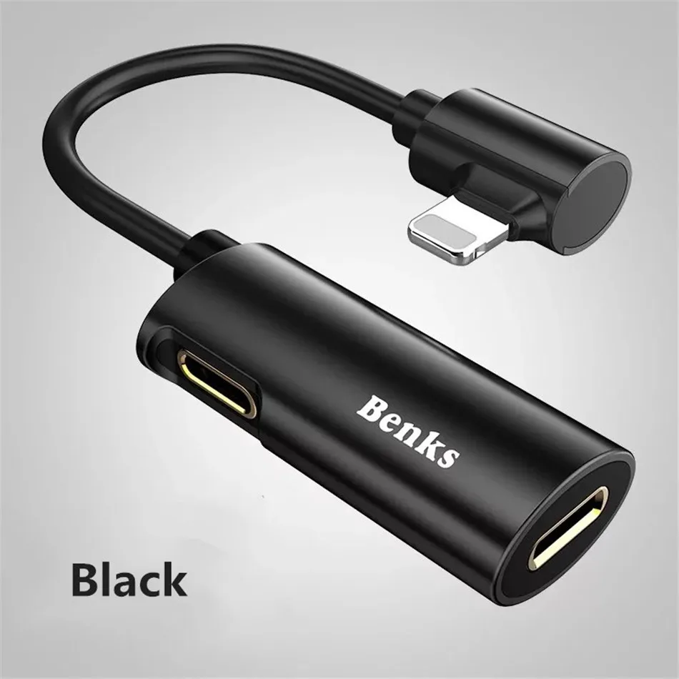 Benks Double Charging Lighting Hearphone Adapter 2 in 1 Fast Charge For Iphone Audio Adapter For iPhone X 7 8 Cable Converter (7)