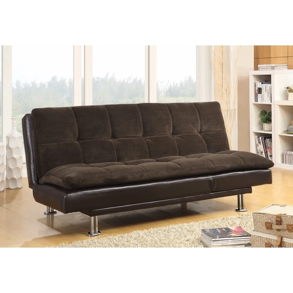 Casual Style Soothing Sofa Bed with Chrome Legs, Brown