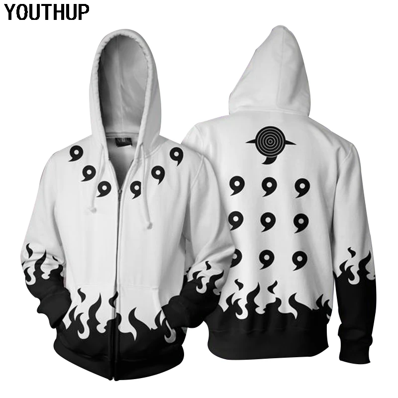 Толстовка YOUTHUP мужская на молнии кофта с капюшоном Наруто для косплея классный