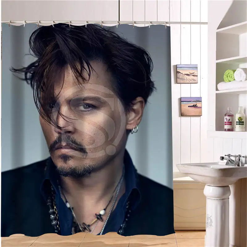 

Custom Johnny Depp New Modern Shower Curtain Polyester Fabric Printing Bathroom Curtain For Bathroom Waterproof With Hook