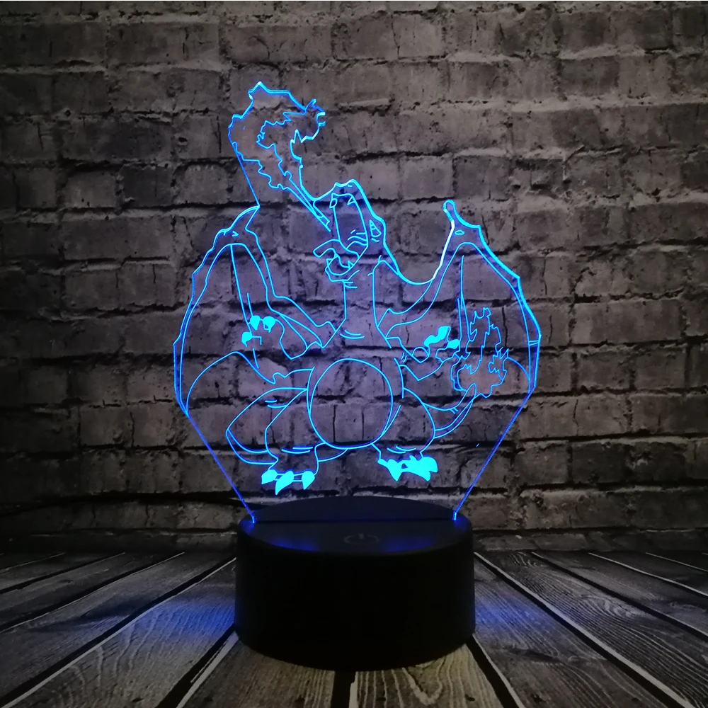 Новинка мультфильм Покемон Charizard 3D лампа USB Ночник светильник Salamence светодиодный