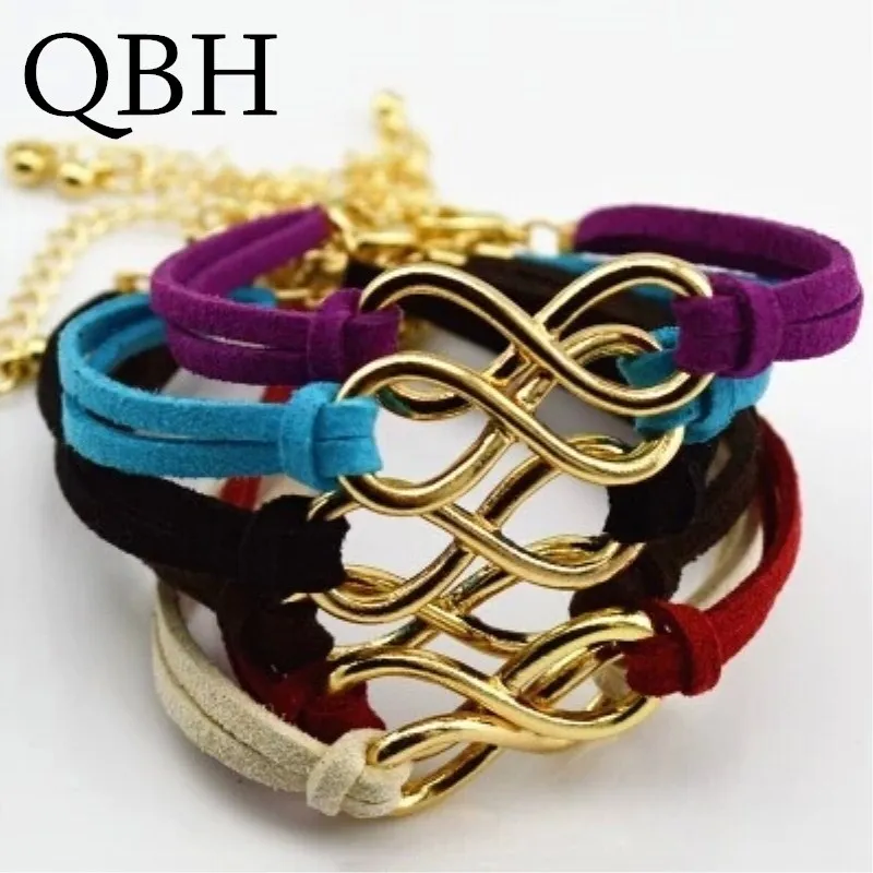 

L103 Hot Boho Punk Bijoux Fashion Vintage Infinity 8 Leather Bracelets For Women Gift Wholesale Bangles Men Jewelry pulseras