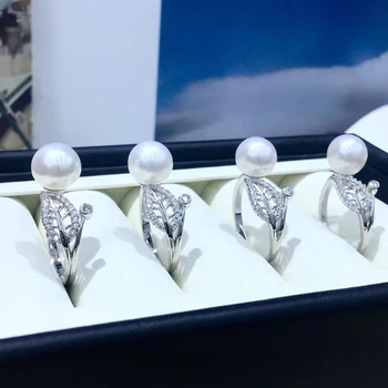 

925 Silver Fashion Adjustable Pearl Ring Settings Findings Mountings Parts for Oyster Edison Pearls Corals Jade Beads Stones