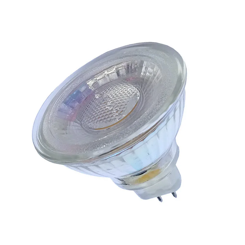 AC/DC 12V LED Spotlight Bulb MR16 COB 5W Warm White 3000K Glass LED Cup