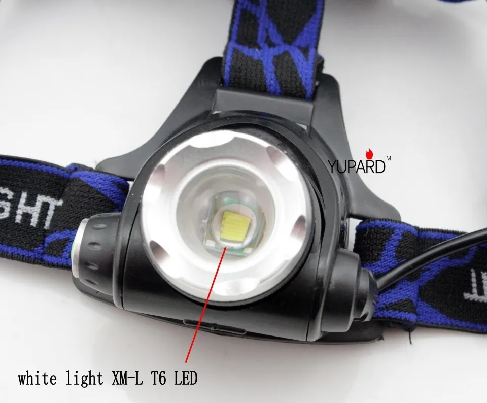 YUPARD куртка для походов и рыбалки XM-L T6 светодиодный налобный фонарь Перезаряжаемые фара + 2*2200 mAh 18560 + Зарядное устройство + коробке