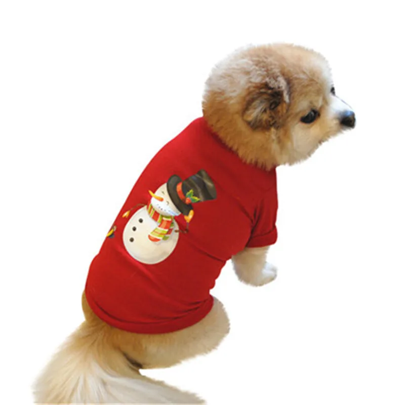 Рождественская Одежда для собак, жилет из полиэстера, футболка с рисунком снеговика, Санта Клауса, костюм с принтом, летняя и зимняя одежда для чихуахуа,#40