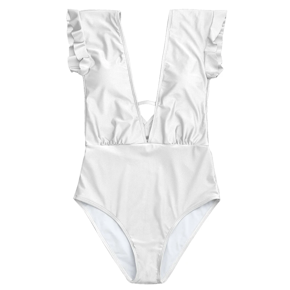 Женский сплошной купальный костюм с оборками и высокой талией|swimwear swimming|swimwear one