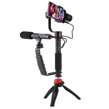 PULUZ Handheld Mobile Gimbal Stabilizer For Smartphone 3-Axis Clamp Mount+ L-Shape Bracket+ Video Microphone with Tripod Holder