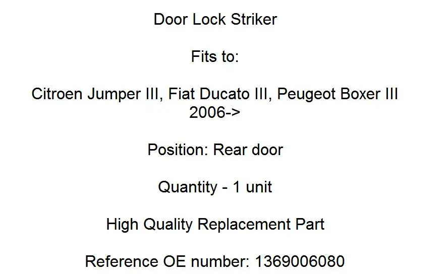 1345736080 1369006080 7510019AG 1606539480 FOR Peugeot Boxer Citroen Jumper Fiat Ducato Rear Door Lock Latch