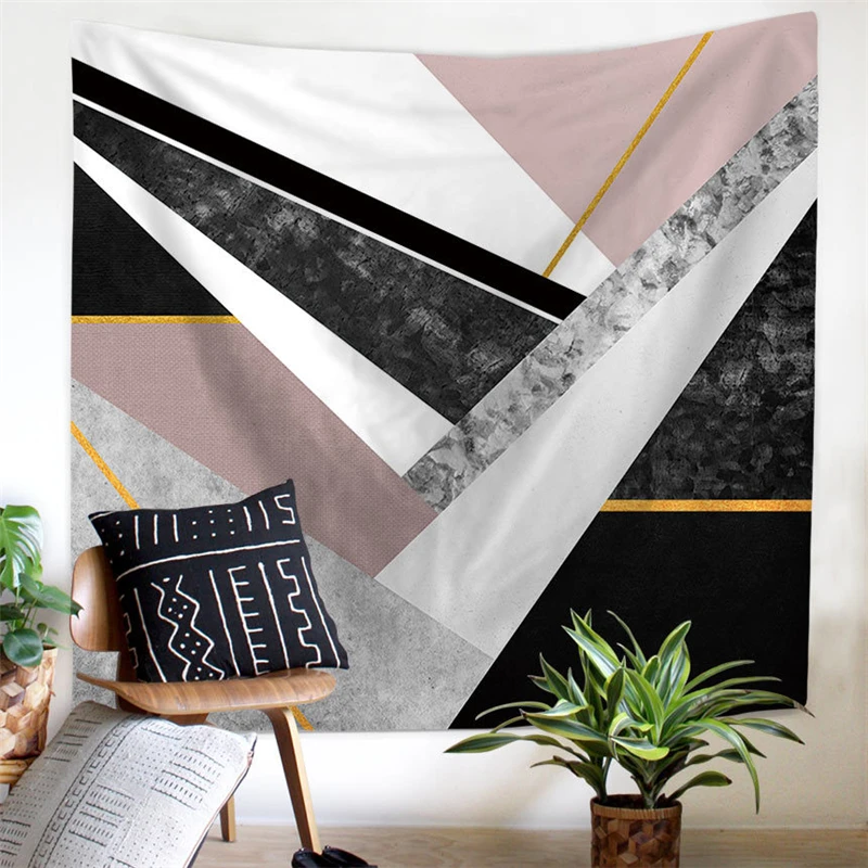 Минималистский гобелен с геометрическим рисунком настенный абстрактный большой прямоугольник полиэстер Бохо Декор домашний настенный гобелен из ткани коврик для йоги