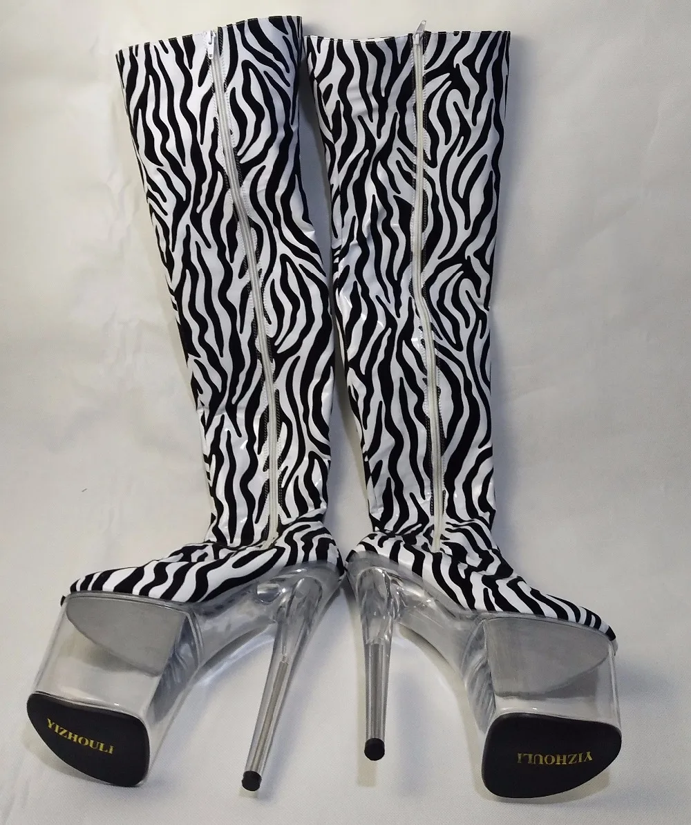 20 cm high heels, lace-up high boots, thick-soled club exotic dancer 8 inches sexy women up to thigh high boots