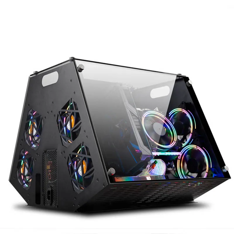 DIY стальной корпус для компьютера matx прозрачное стекло настольный коробка микро