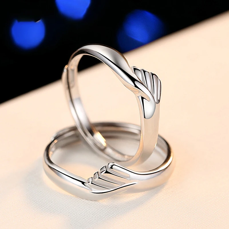 SHANICE 925 Silver Open Ring Wedding Ring Shellhard Lovers Crystal Couple Rings Set For Men Women Jewelry Engagement Wedding