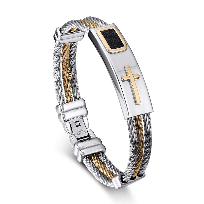 Buy KISS MANDY 2018 New Fashion Cross Stainless Steel Bracelet For Men Women