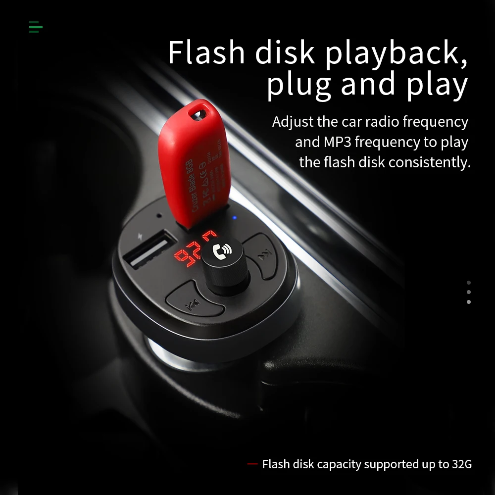 Автомобильное зарядное устройство HOCO с двойным USB светодиодный дисплей fm