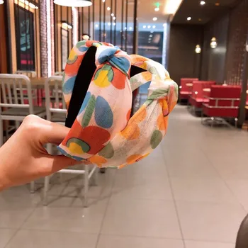 

Fashion Cute Multicolor Headband Hairband For Women Girls Chiffon Printing dot Hair Hoop band Accessories headwear Headdress