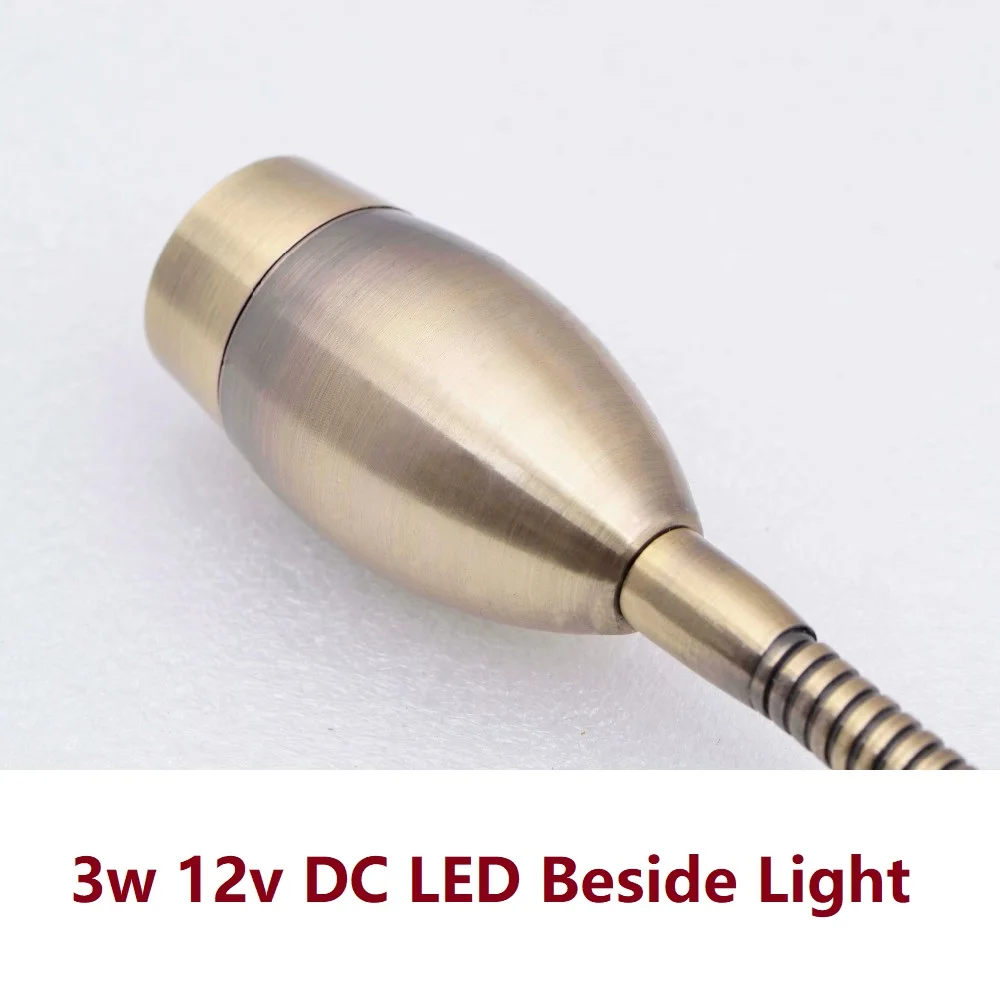 2pcs/Lot 3w 12V DC LED Bronze Bullet Reading Lights Beside Light RV/Caravan/Motorhome/Campervan Boats Flexible Wall Lamp Switch