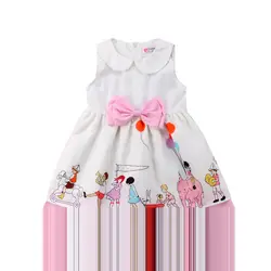 Милое нарядное платье принцессы без рукавов с кружевным бантом для маленьких девочек Сарафан пляжный костюм