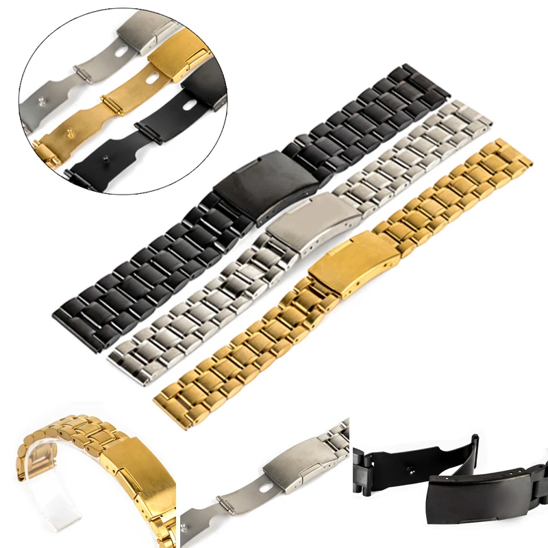 Luxury Brand Watch Accessories Watch Band 18mm 20mm 22mm 24mm Stainless Steel Strap Steel Buckle Wrist WatchBand
