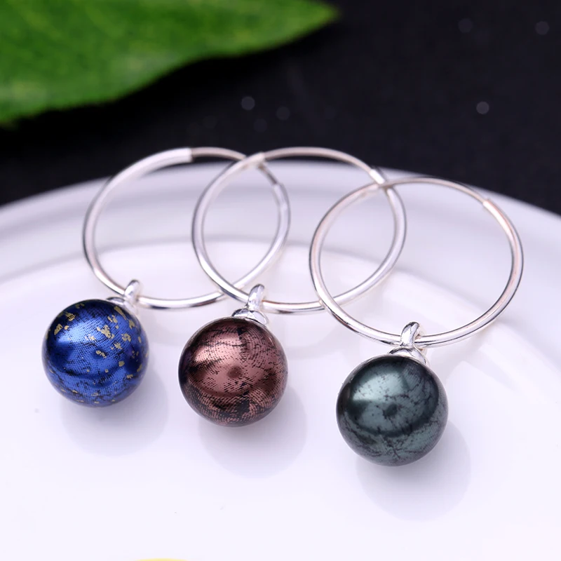 

3 Colors Blue/Green/Red Trendy Short Drop Earrings New Acrylic Bead Circle Earrings Women Christmas Gift Brincos In Box