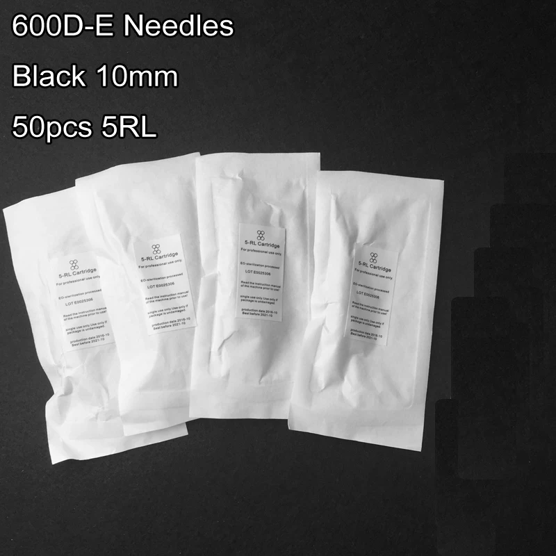 

600D-E 10mm Black Permanent Makeup Needles 50pcs 5RL tattoo needles for X5 Permanent Makeup Needles