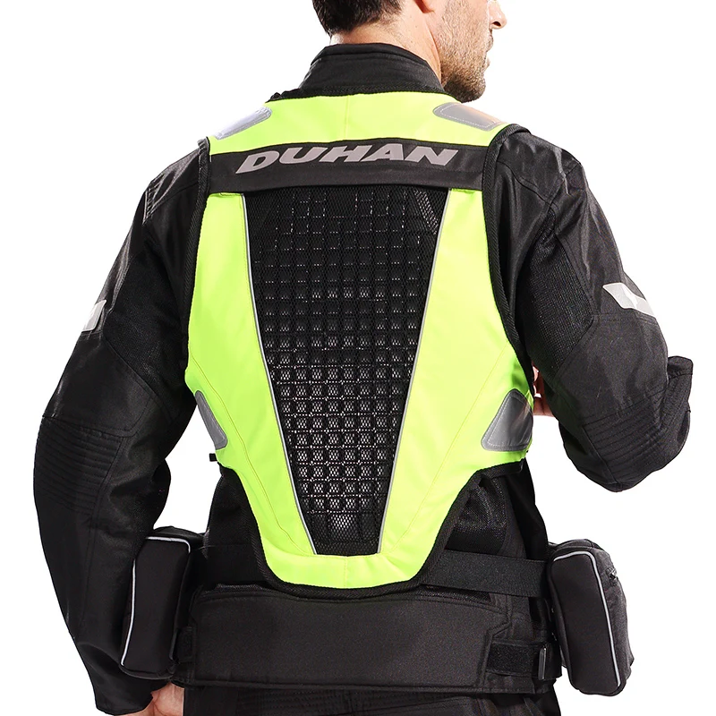 Светоотражающий Жилет для велоспорта, мотоцикла Предупреждение ющий о безопасности, куртка, защитная одежда, флуоресцентный зеленый жилет для защиты спины