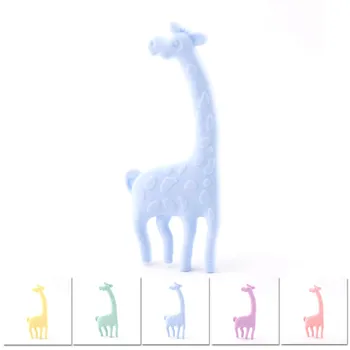 

Bite Bites Blue Cartoon Giraffe Shape Baby Teether Silicone BPA Free Infant Teething Toy New Necklace Hanging Toy Baby Teether