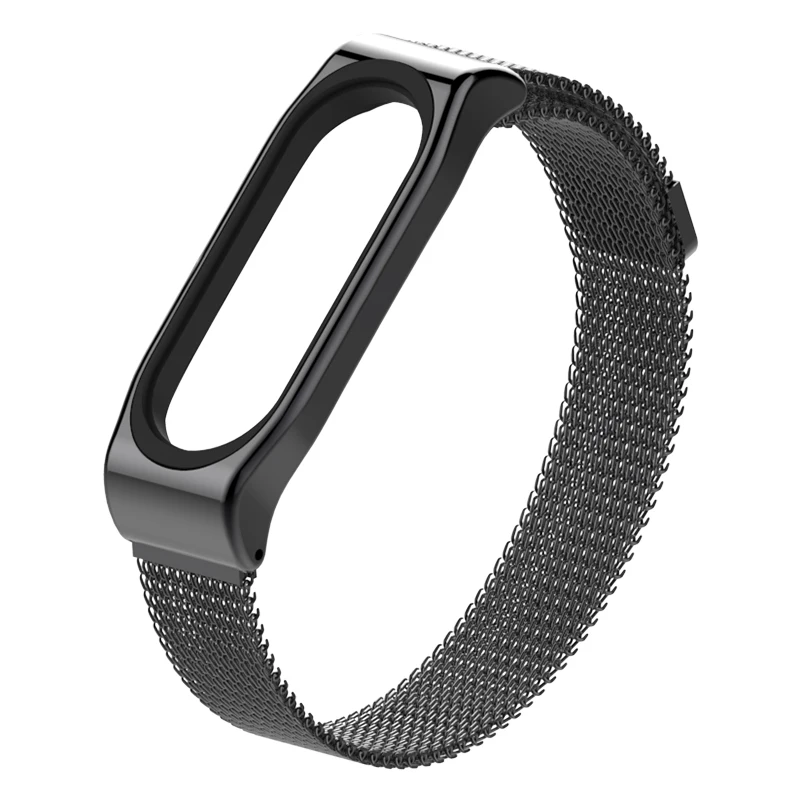 Для Xiaomi mi ремешок 3 ремешок из нержавеющей стали mi band correa браслет mi lanese запястье mi band 3 металлический ремешок pulseira - Цвет: Magnet Black