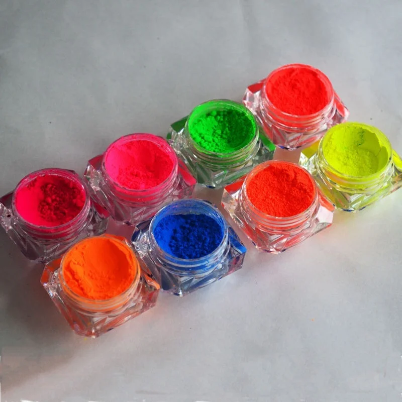 1 коробка неоновый Флуоресцентный порошок-пигмент набор флуоресцентный маникюр с блестками для ногтей украшение для ногтей пыль пигмент пайетками