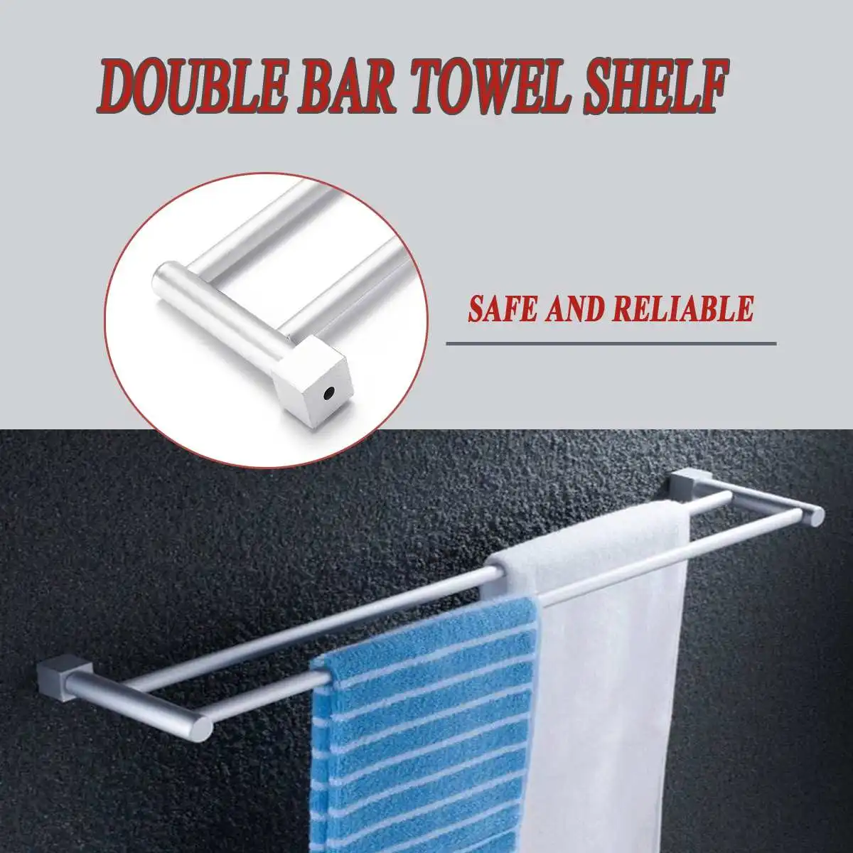 Xueqin двойная вешалка для полотенец для ванной комнаты, 2 бара, алюминиевая вешалка, настенная Полка для полотенец, держатель для полотенец 58x12 см