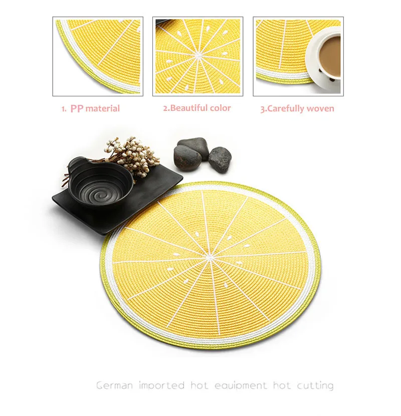 Creative Round Table Mats Fruit shape Dinning Table Placemats Anti-slip Insulation Mats Cushion Table Decoration        (12)