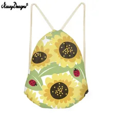 Бесшумный дизайн сумка на шнурке заино рюкзак для подсолнухов и Божьих коровки Детские рюкзаки для девочек повседневные спортивные сумки Прямая