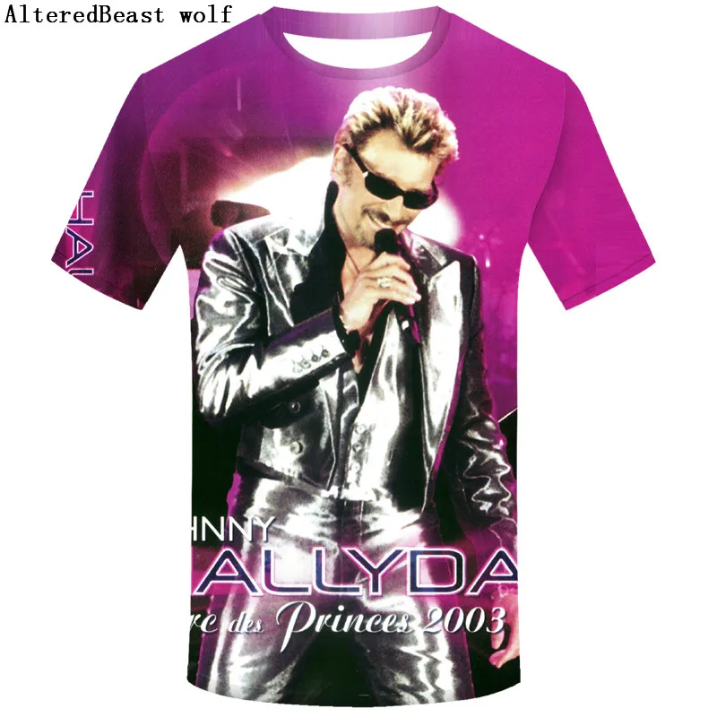 

Johnny Hallyday French Elvis Presley 3d T Shirt Short Sleeve Clothes 2019 New Group 3XL O-neck tees Shirt homme For Boys