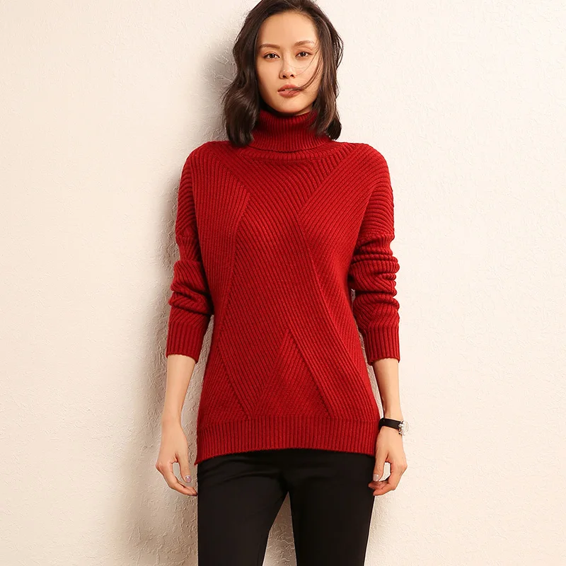 adohon 2018 womens winter Cashmere sweaters and auntmun women knitted Pullovers Turtleneck High Quality Warm Female Solid