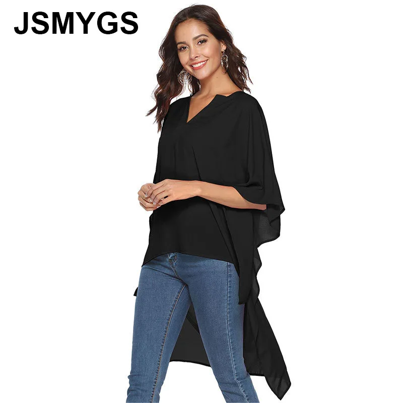 JSMYGS 2019 весенние женские топы и блузки летние офисные с v-образным вырезом