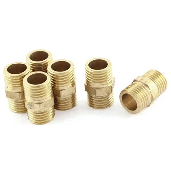 

Pipe 1/4 BSP to 1/4 BSP Male Thread Brass Hex Nipple Fitting 6 Pcs